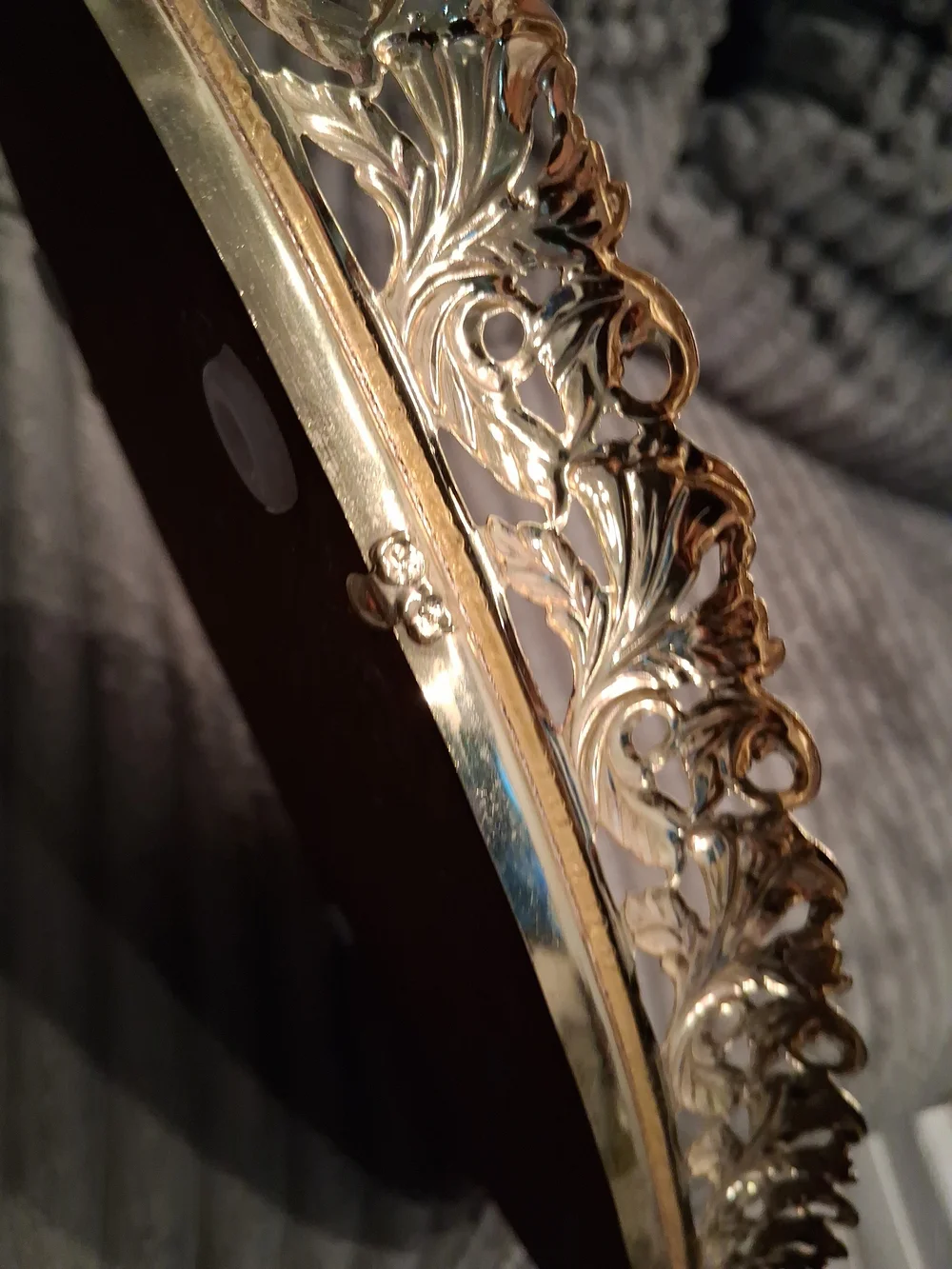 Vintage Gold Decorative Vanity Tray Metal Elegant Home Accent